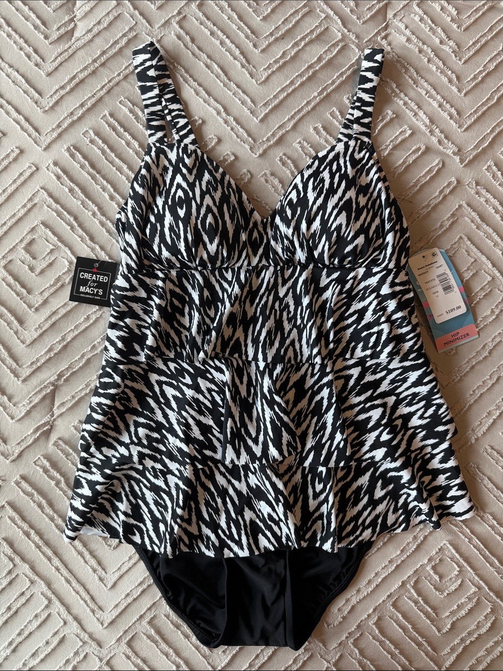 Macy's Black and White Tummy Control One Piece | 10